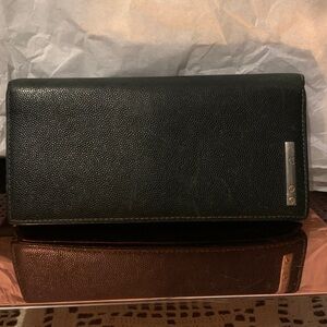 Men's Black Leather Long Wallet - Classic Organizer